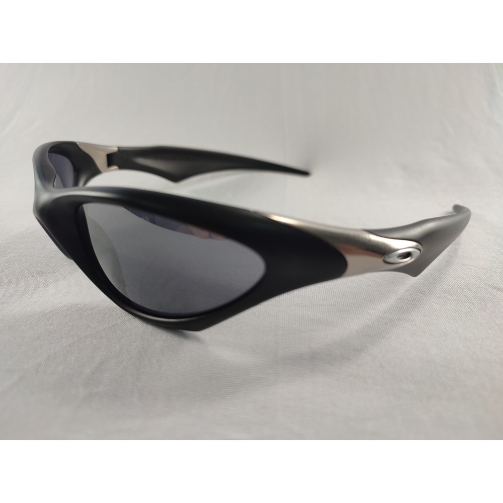 Vintage Oakley Scar Sunglasses Matte Black Hammer Stem Silver Brushed‎ USA RARE